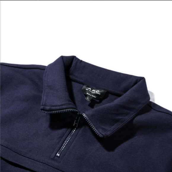 MEN'S A.P.C. BELGRADE SWEATSHIRT Navy Blue Large - Picture 7 of 7